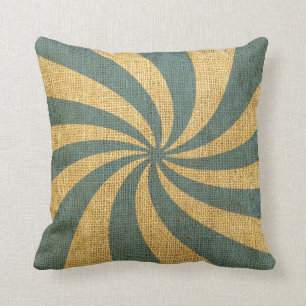 Blått för vintagecirkusspiral kudde