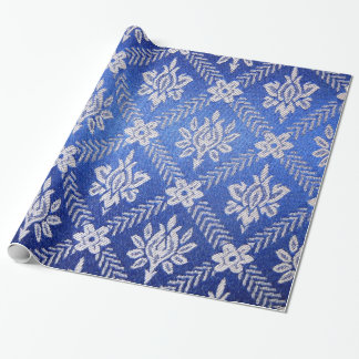 Blått för vintagemönstertyg presentpapper