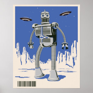 Blått för vintagerobot 3 poster