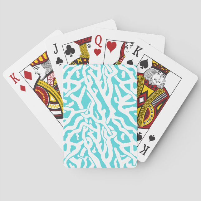 Blått för vit för mönster för strandkorallrev casinokort (Baksidan)