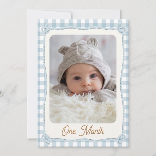 Blått första rodeo månatligt banderoll-Flagga Inbjudningar (Framsida)