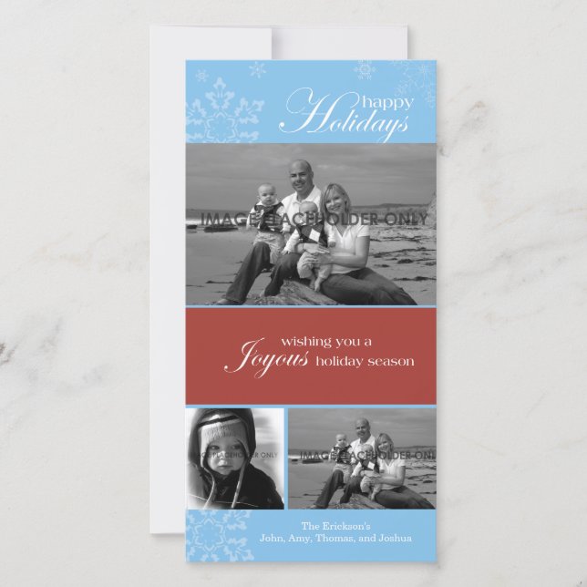 Blått foto av snurrande Glad helg Julkort (Framsida)