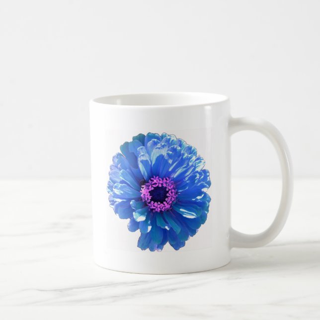 Blått foto för blått daisy i blommigten kaffemugg (Höger)