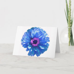 Blått foto för blått daisy i blommigten kort