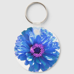 Blått foto för blått daisy i blommigten nyckelring
