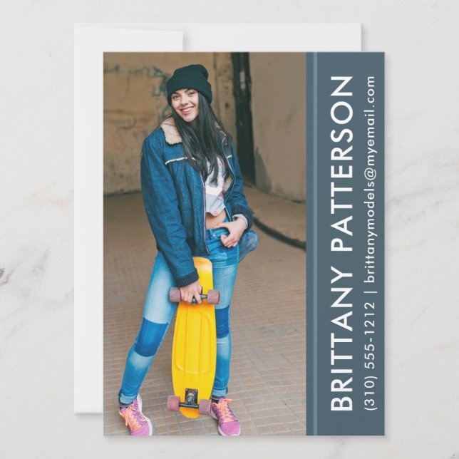 Blått foto för modellagrafikkort för Photo Pro Com Inbjudningar (Framsida)