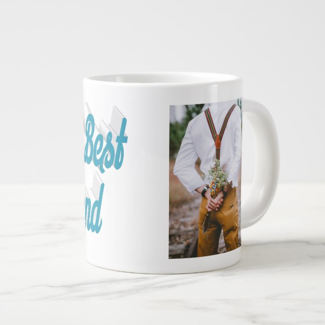 Blått foto-himlar-skript för flickvän jumbo mugg (Framsida höger)