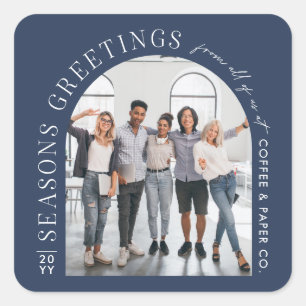 Blått från Business Modern Arch Photo Julmarin Fyrkantigt Klistermärke