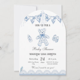 Blått Fransk Bear-Pojke-visningsinbjudan Inbjudningar