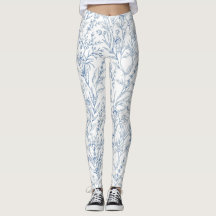 Blått Fransk Blommigt Toile Mönster