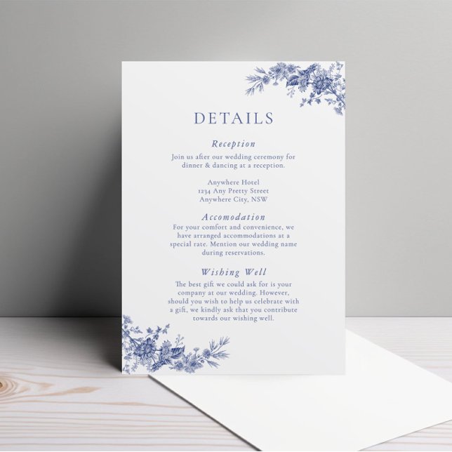 Blått Fransk för hölje för elegant med Blommigt Tilläggskort (Skapare uppladdad)