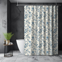 Blått franskt blommönster Toile de Jouy-mönster