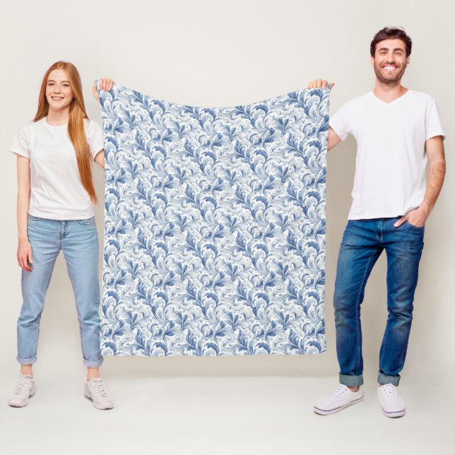 Blått franskt land Toile-mönster  Fleecefilt (På plats)
