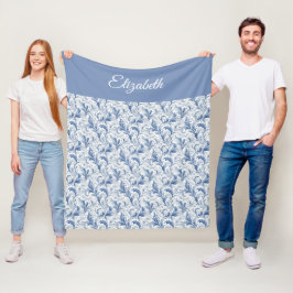 Blått franskt land Toile mönster namn Fleecefilt