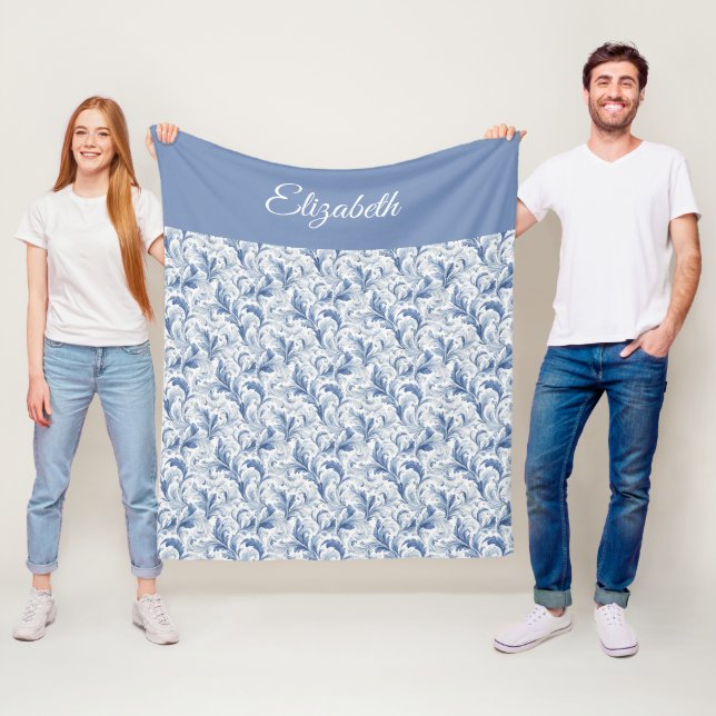 Blått franskt land Toile mönster namn  Fleecefilt (På plats)