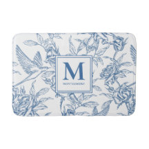 Blått franskt Toile Monogramnamn
