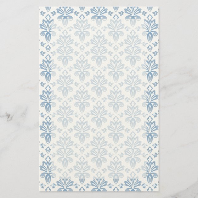 Blått franskt Toile-mönster Brevpapper (Framsida)