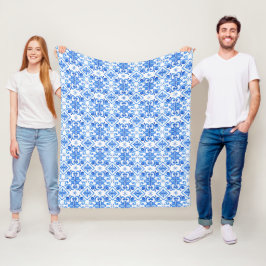 Blått franskt Toile-mönster Fleecefilt