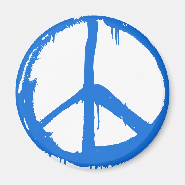 Blått Fredstecken-symbol Magnet (Framsidan)