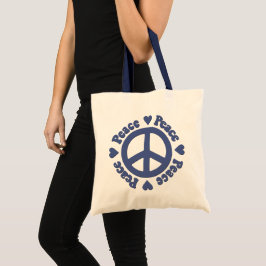 Blått Fredstecken, Tote Bag Tygkasse