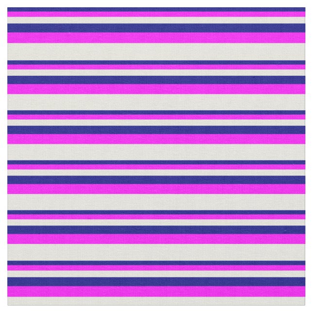 Blått, Fuchsia och Beige Stripe/Lining Mönster Tyg (Närbild)