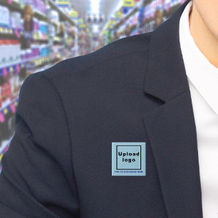 Blått fyrkantsknapp för Business Namn och Logotyp Knapp