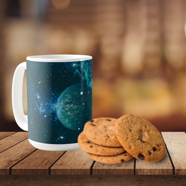 Blått Galactical Planet View Kaffemugg (Skapare uppladdad)