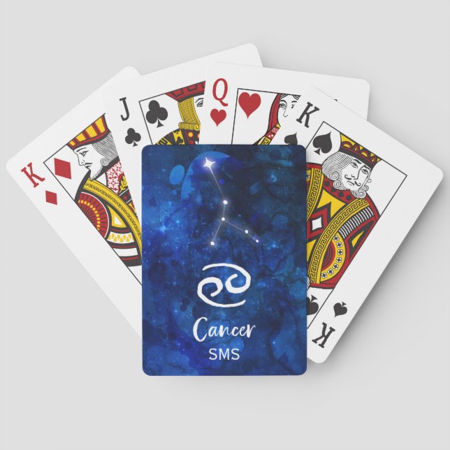 Blått Galaxy Monogram för cancerzodiakkonstellatio Casinokort (Baksidan)