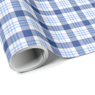 Blått Gångtäckt avfall Blue White Tartan Mönster Presentpapper