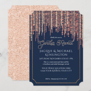 Blått Gender av ro i sjön Guld vid Glitter Inbjudningar