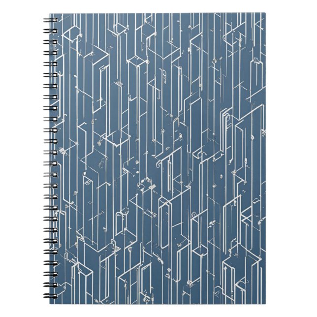 Blått geometri bärbar dator - elegant design anteckningsbok (Framsidan)