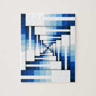 Blått geometriskt Lagrar Pussel