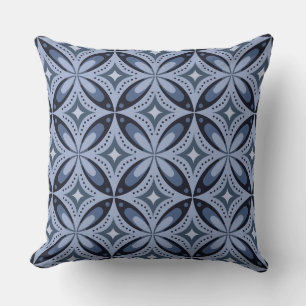 Blått geometriskt mönster i retro stil kudde