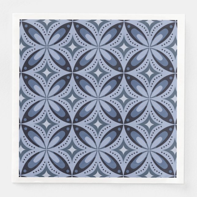 Blått geometriskt mönster i retro stil pappersservett (Framsida)