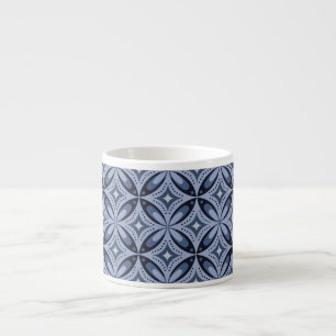 Blått geometriskt mönster i retrostil espressomugg