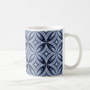 Blått geometriskt mönster i retrostil kaffemugg