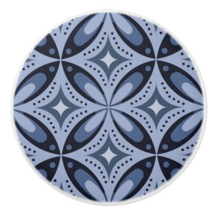 Blått geometriskt mönster i retrostil knopp