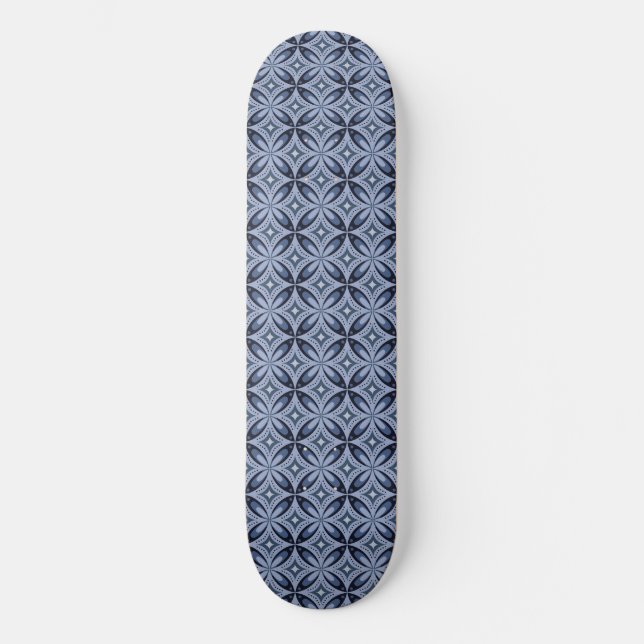 Blått geometriskt mönster i retrostil mini skateboard bräda 18,5 cm (Framsida)