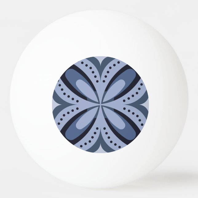 Blått geometriskt mönster i retrostil pingisboll (Framsidan)