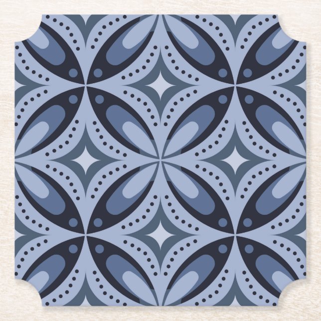 Blått geometriskt mönster i retrostil underlägg papper (Framsida)