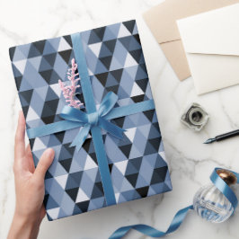 Blått geometriskt mönster inslagspapper presentpapper
