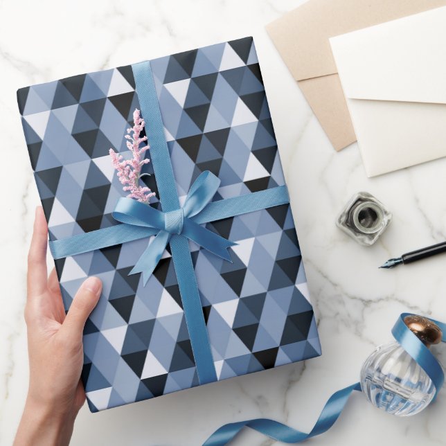 Blått geometriskt mönster inslagspapper presentpapper (Gifting)