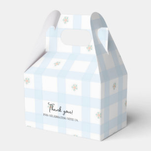 Blått Gingham Mönster Blommig Tecknad Festsuppleme Presentaskar