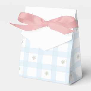 Blått Gingham-mönster Blommig Tecknad Födelsedagsf Presentaskar