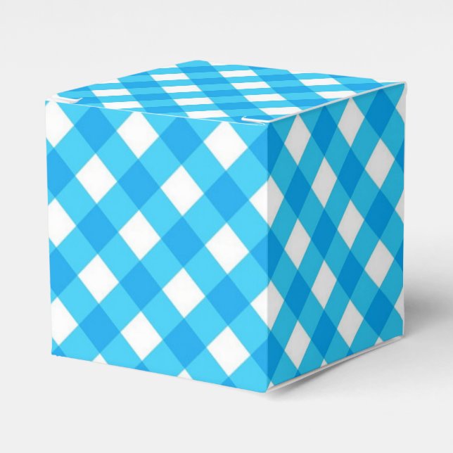 Blått Gingham-mönster Presentaskar (Framsidan Sidan)