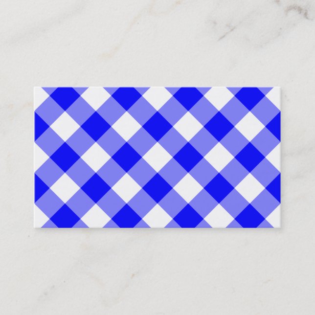 Blått Gingham-mönster Visitkort (Framsida)