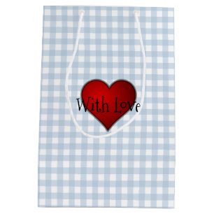 Blått Gingham Red Hjärtat med Kärlek