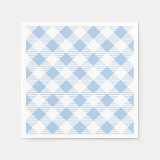 Blått Gingham Rutigt Mönster Papper Servett (Framsidan)