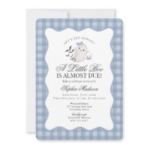 Blått Gingham Snyggt Spöke Lilla Boo Baby Shower