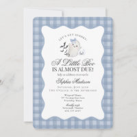 Blått Gingham Snyggt Spöke Lilla Boo Baby Shower